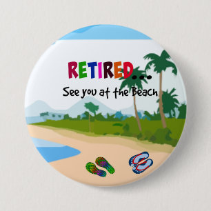 Badge Rond 7,6 Cm Retraité...A la plage