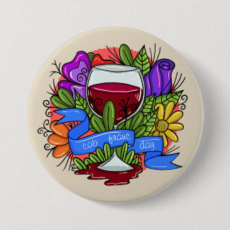 Badge Rond 7,6 Cm Retro Cabernet Franc Day, vin floral arstère