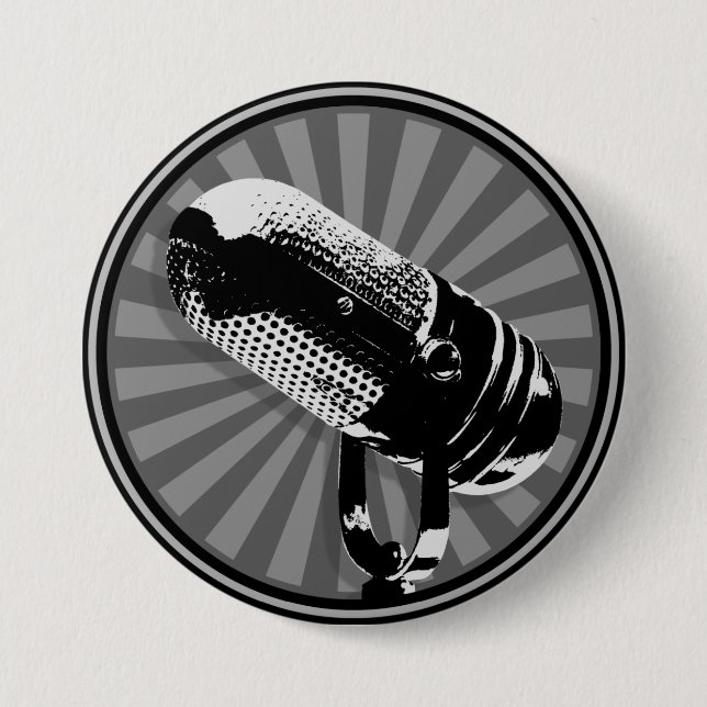 Badge Rond 7,6 Cm Retro microphone graphic (Devant)