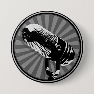 Badge Rond 7,6 Cm Retro microphone graphic
