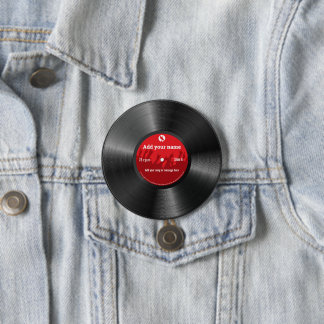Badge Rond 7,6 Cm Retro vintage cool disque vinyle texte personnalis
