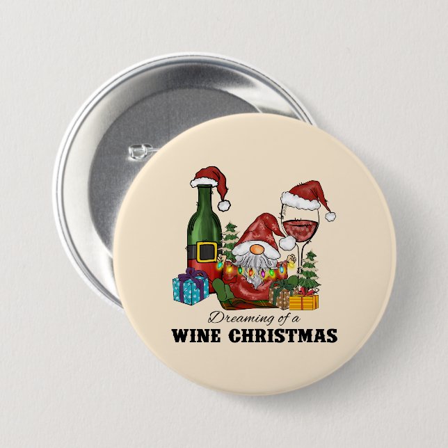 Badge Rond 7,6 Cm Rêver d'un Noël de vin (Devant & derrière)