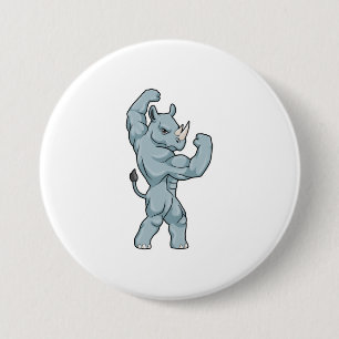 Badge Rond 7,6 Cm Rhino comme Bodybuilder extrême