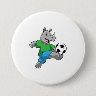Badge Rond 7,6 Cm Rhino comme joueur de football avec Soccer