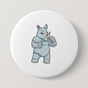 Badge Rond 7,6 Cm Rhino en boîte à Boxer