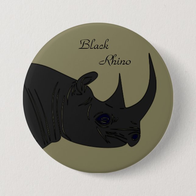 Badge Rond 7,6 Cm Rhinocéros noir (Devant)