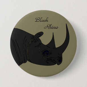 Badge Rond 7,6 Cm Rhinocéros noir