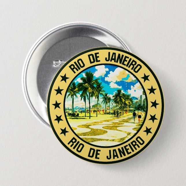 Badge Rond 7,6 Cm Rio de Janeiro (Devant & derrière)