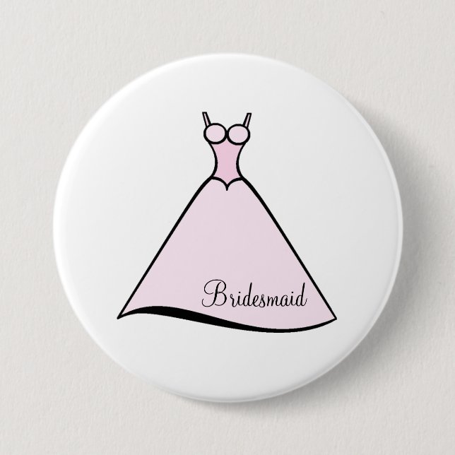 Badge Rond 7,6 Cm Robe rose de demoiselle d'honneur (Devant)