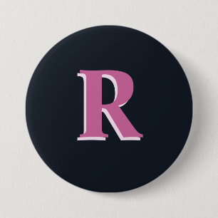 Badge Rond 7,6 Cm Robe rose marine profonde monogrammed