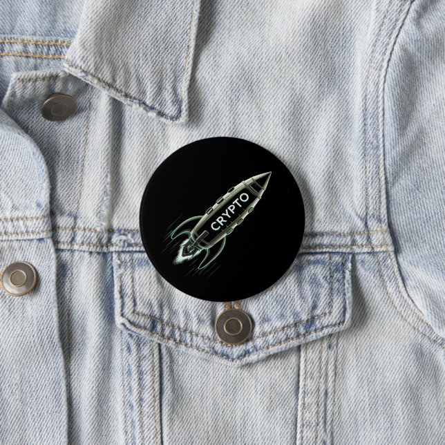 Badge Rond 7,6 Cm Rocket Crypto (En situation)