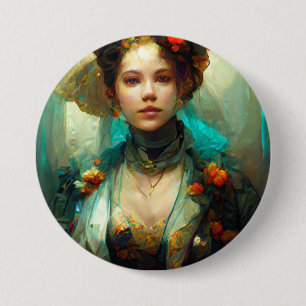 Badge Rond 7,6 Cm Rococo Future Imaginaire Sci-Fi