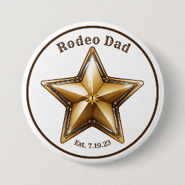 Badge Rond 7,6 Cm Rodeo Papa Sheriff Star Button Pin Premier anniver