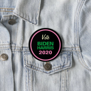 Badge Rond 7,6 Cm Ronde rétro 2020 de la BIDEN noire verte rose HAR