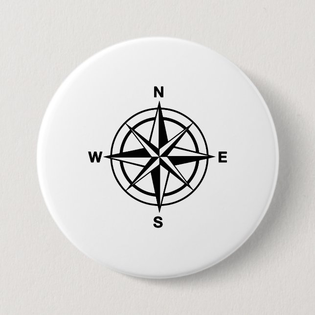 Badge Rond 7,6 Cm Rose de boussole nautique (Devant)