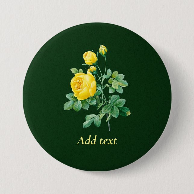 Badge Rond 7,6 Cm Rose jaune et Modèle Rosebustes, (Devant)