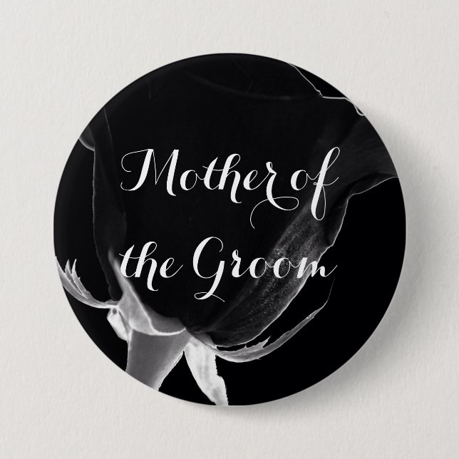 Badge Rond 7,6 Cm Rose Noire (Devant)