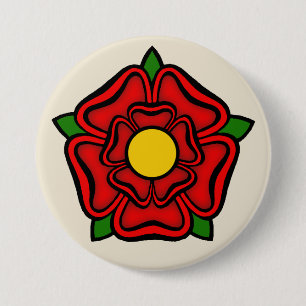 Badge Rond 7,6 Cm Rose rouge de Lancaster, Angleterre Emblème de Po