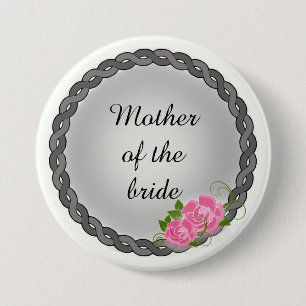 Badge Rond 7,6 Cm Roses roses grises Couronne de la mère/grand-mère