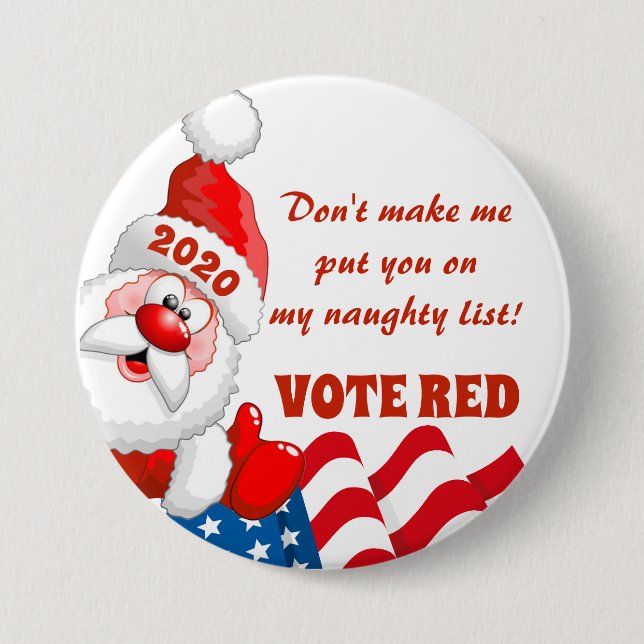 BADGE ROND 7,6 CM ROUGE DE VOTE - ÉLECTIONS DU RÉPUBLICAIN 2020 (Devant)
