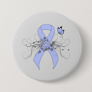 Badge Rond 7,6 Cm Ruban bleu clair avec papillon
