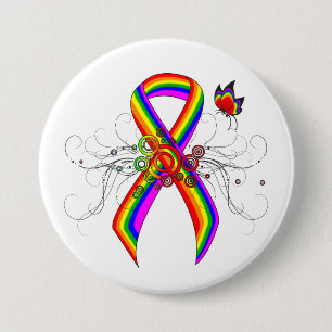 Badge Rond 7,6 Cm Ruban de sensibilisation à l'arc-en-ciel avec papi