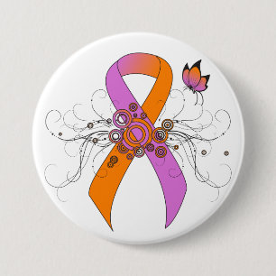 Badge Rond 7,6 Cm Ruban de sensibilisation à l'orchidée et à l'orang