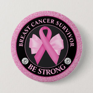 Badge Rond 7,6 Cm Ruban de sensibilisation au cancer du sein Surviva