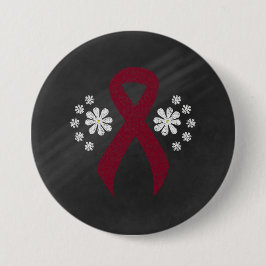 Badge Rond 7,6 Cm Ruban de sensibilisation Chalkboard Bourgogne