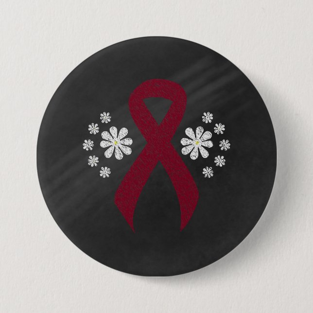 Badge Rond 7,6 Cm Ruban de sensibilisation Chalkboard Bourgogne (Devant)