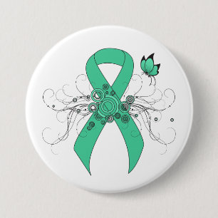 Badge Rond 7,6 Cm Ruban de sensibilisation verte à la menthe avec pa
