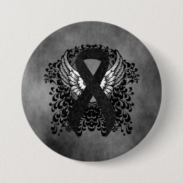 Badge Rond 7,6 Cm Ruban noir avec ailes