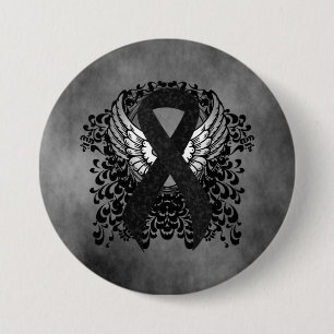 Badge Rond 7,6 Cm Ruban noir avec ailes