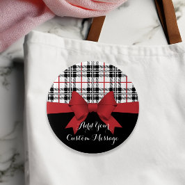 Badge Rond 7,6 Cm Ruban rouge personnalisé et carton tartan