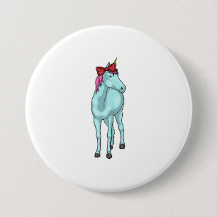 Badge Rond 7,6 Cm Ruban Unicorn