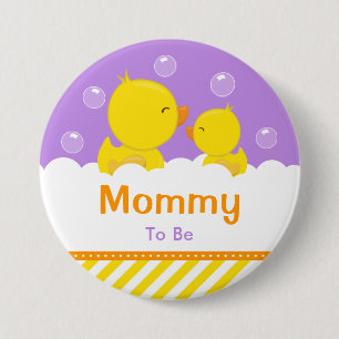 Badge Rond 7,6 Cm Rubber Ducky Jaune et Purple Momie à être