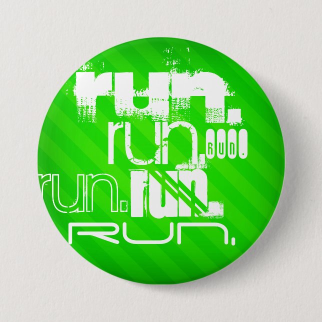 Badge Rond 7,6 Cm Run ; Grandes vertes néon (Devant)