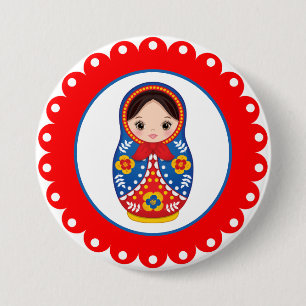 Badge Rond 7,6 Cm Russian Nesting Doll Matryoshka Button