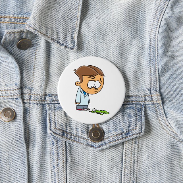 Badge Rond 7,6 Cm Sad Boy Scientist avec Broken Experiment (Créateur téléchargé)