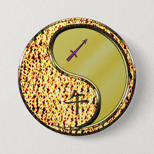 Badge Rond 7,6 Cm Sagittaire & Cheval de Métal