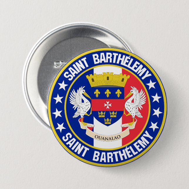 Badge Rond 7,6 Cm Saint Barthélemy (Devant & derrière)