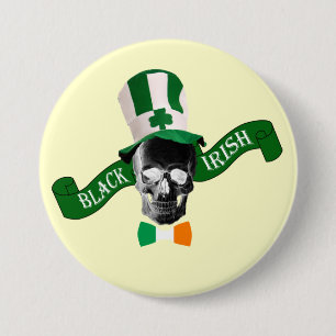 Badge Rond 7,6 Cm Saint Patrick d'Irlande noire