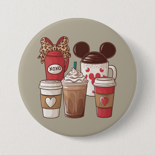 Badge Rond 7,6 Cm Saint-Valentin Amoureux du café Latte amusant (Devant)