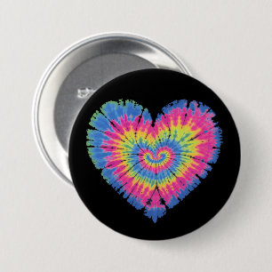 Badge Rond 7,6 Cm Saint-Valentin Tie-Dye Cœurs Colorés Jour 