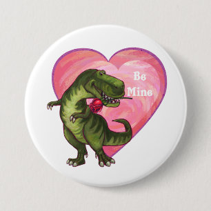 Badge Rond 7,6 Cm Saint Valentin Tyrannosaurus