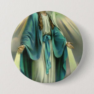 Badge Rond 7,6 Cm Sainte Vierge Marie