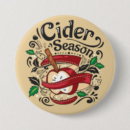 Badge Rond 7,6 Cm Saison de cidre d'Apple, illustration graphique