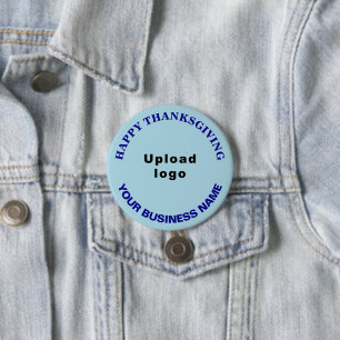 Badge Rond 7,6 Cm Salutation d'action de grâces sur bleu clair ronde