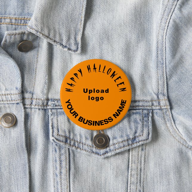 Badge Rond 7,6 Cm Salutation d'Halloween d'affaires sur orange rond (En situation)