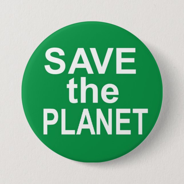 Badge Rond 7,6 Cm Sauvez le bouton de planète (Devant)